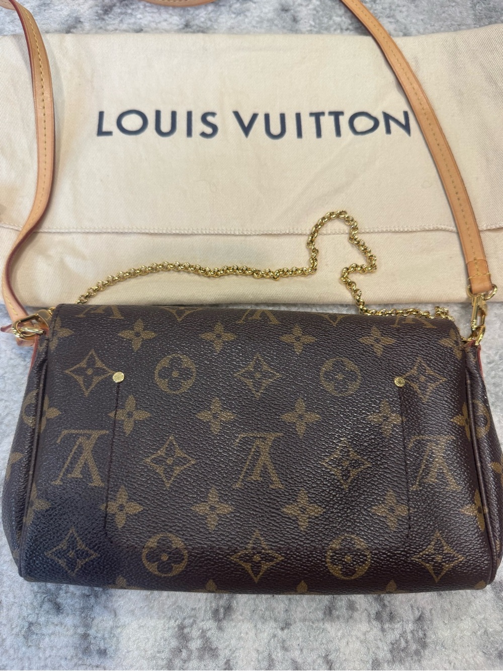 Louis Vuitton Monogram Crossbody with Gold Hardware and Tan Strap - Picture 3 of 3